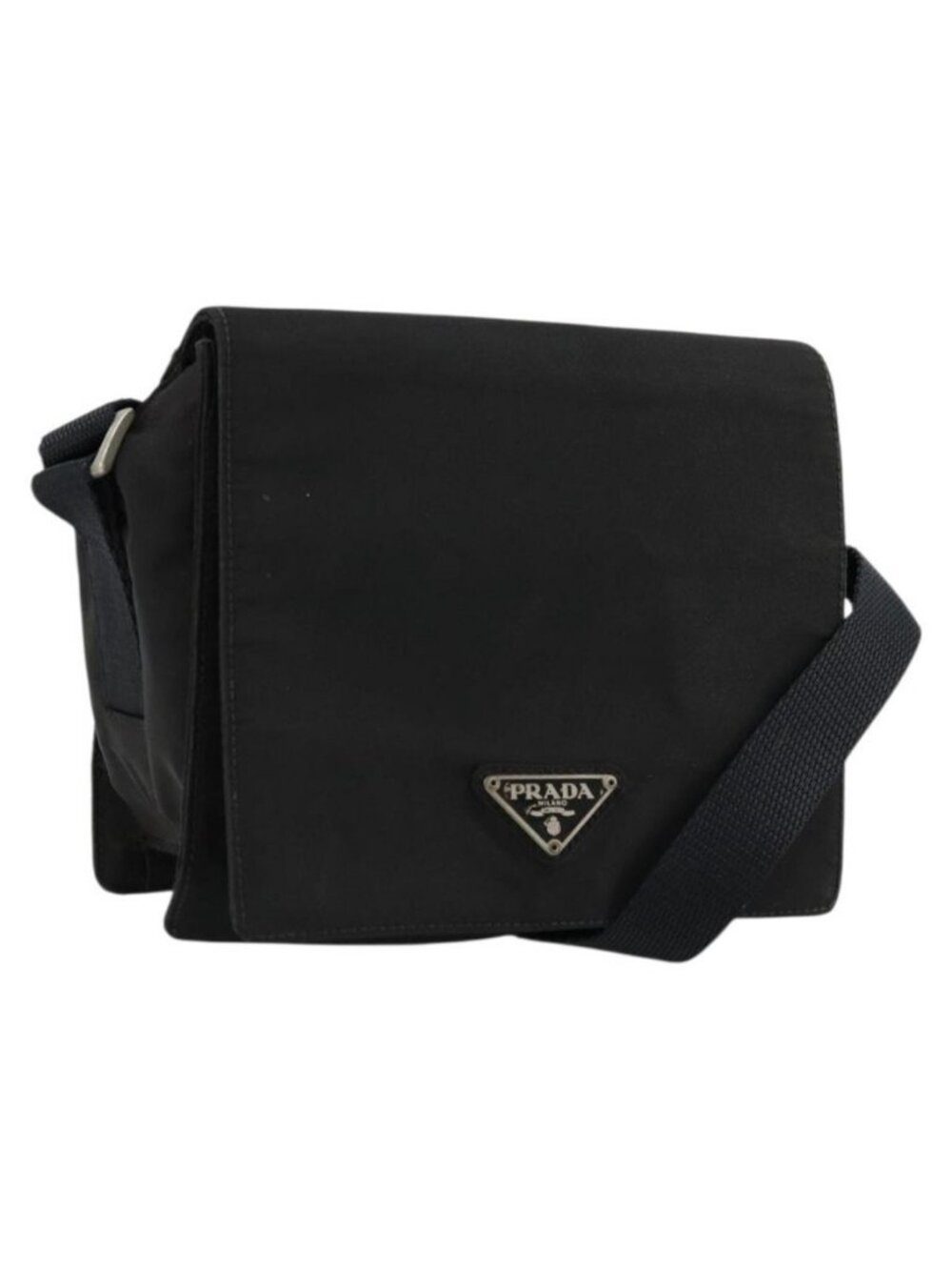 Authentic PRADA Shoulder Bag Nylon Black Silver